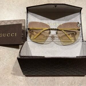Gucci Black and Gold Rimless Sunglasses Model GG 4217/S
